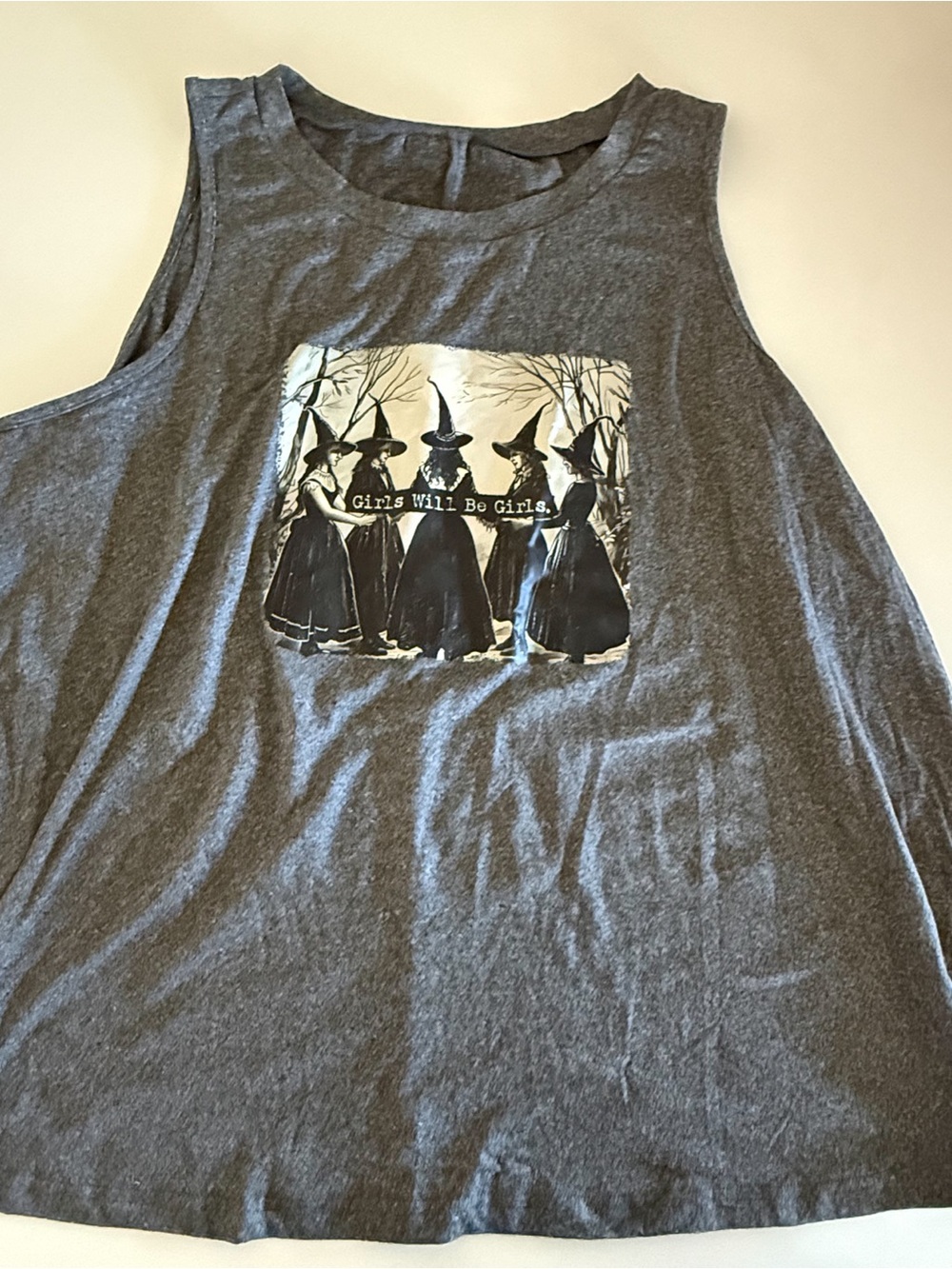 SHEIN Dark Gray Graphic Witch Girls Tank - Picture 2 of 4
